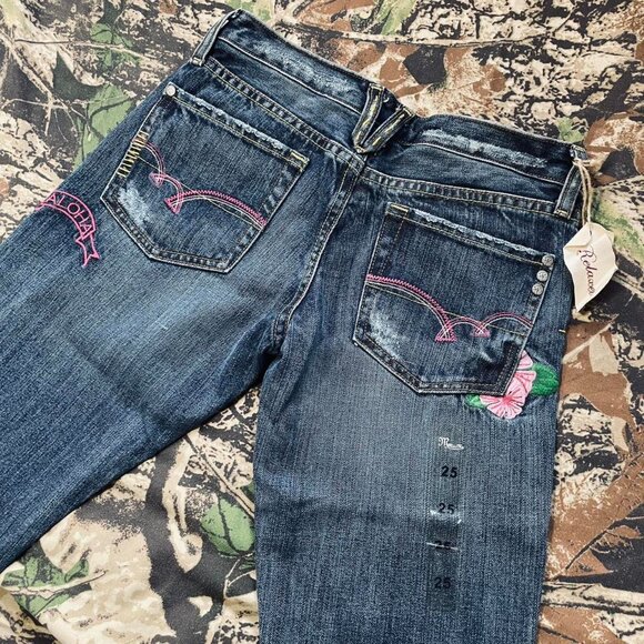 BNWT deadstock Y2K tropical embroidered jeans - Picture 8 of 8